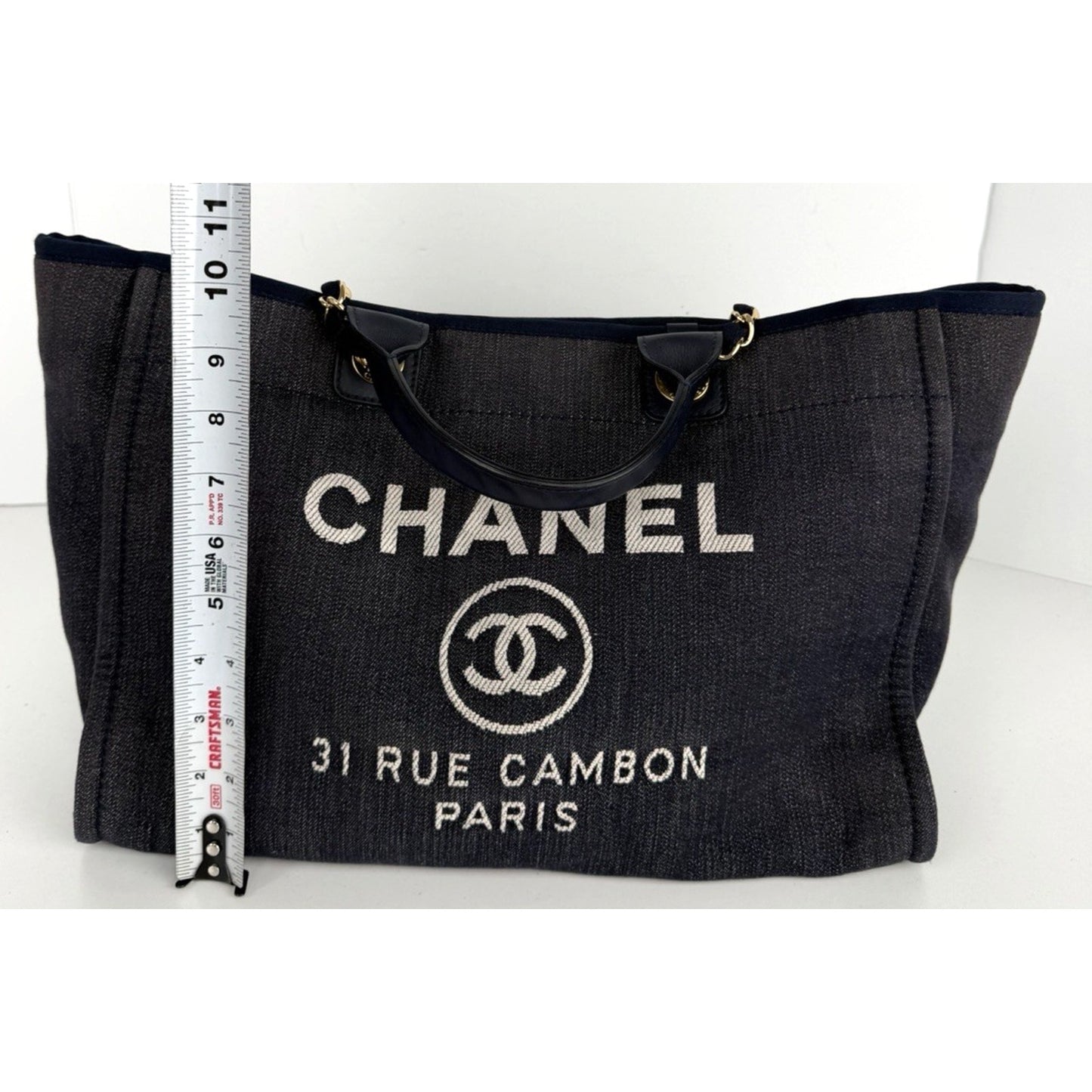 Chanel Deauville Medium Shopping Tote Bag in Denim Canvas 2013 "CC" Logo D1