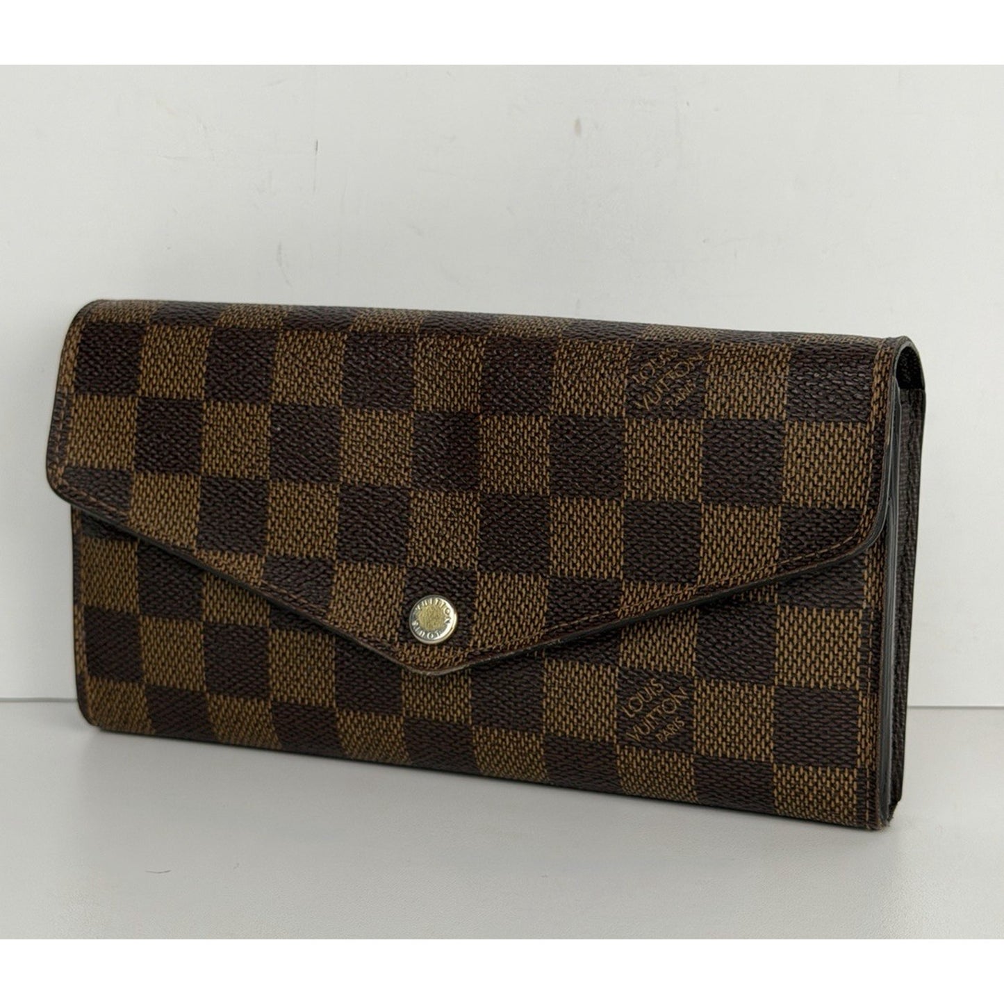 Louis Vuitton Sarah Wallet Damier Ebene Checkered Pattern Canvas S