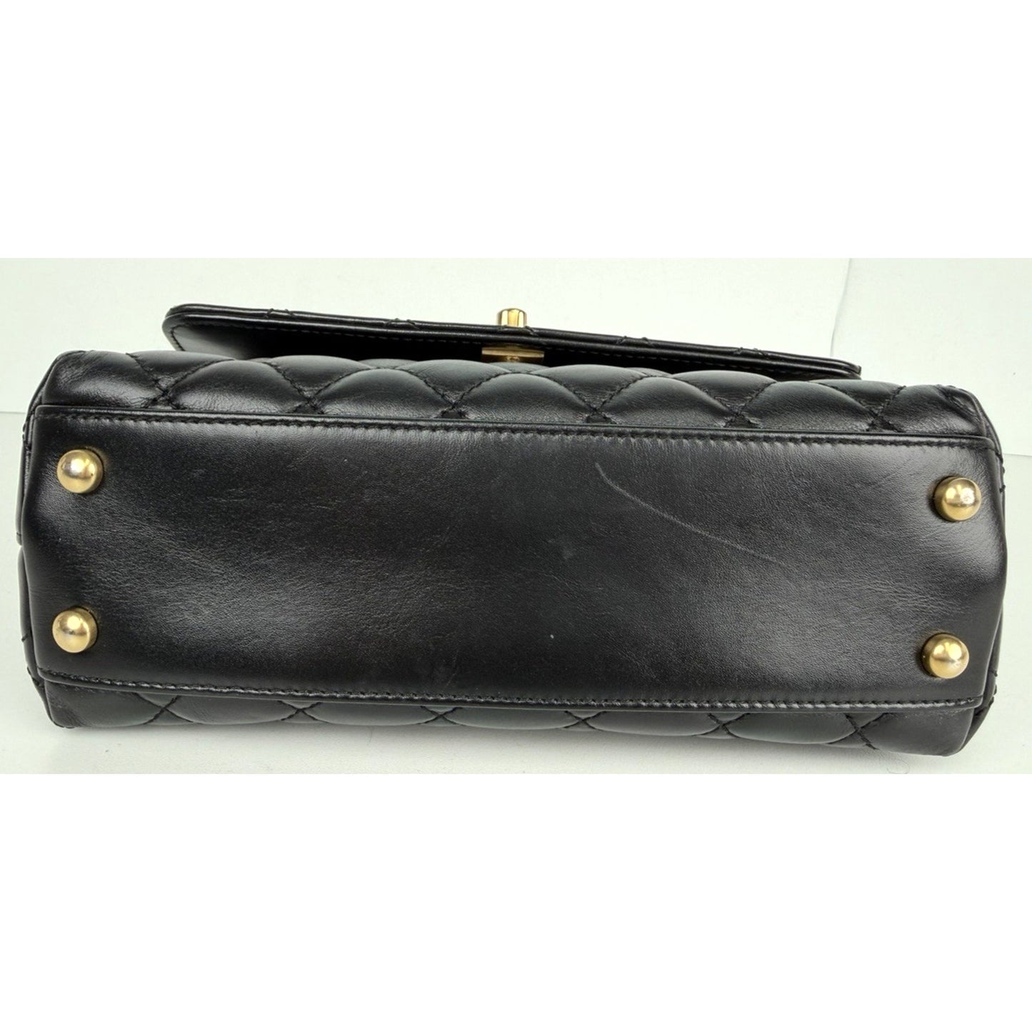 Chanel Coco Top Handle Mini Bag in Black Quilted Calfskin Leather NFC U-3