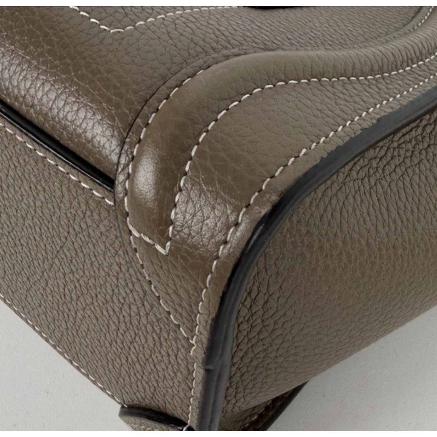 Celine Luggage Nano Bag in "Souris" Taupe Shade Drummed Calfskin Leather S05