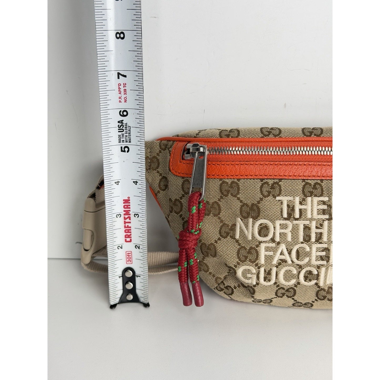 Gucci x The North Face Waist Belt Bag Beige Canvas & Orange Leather S08