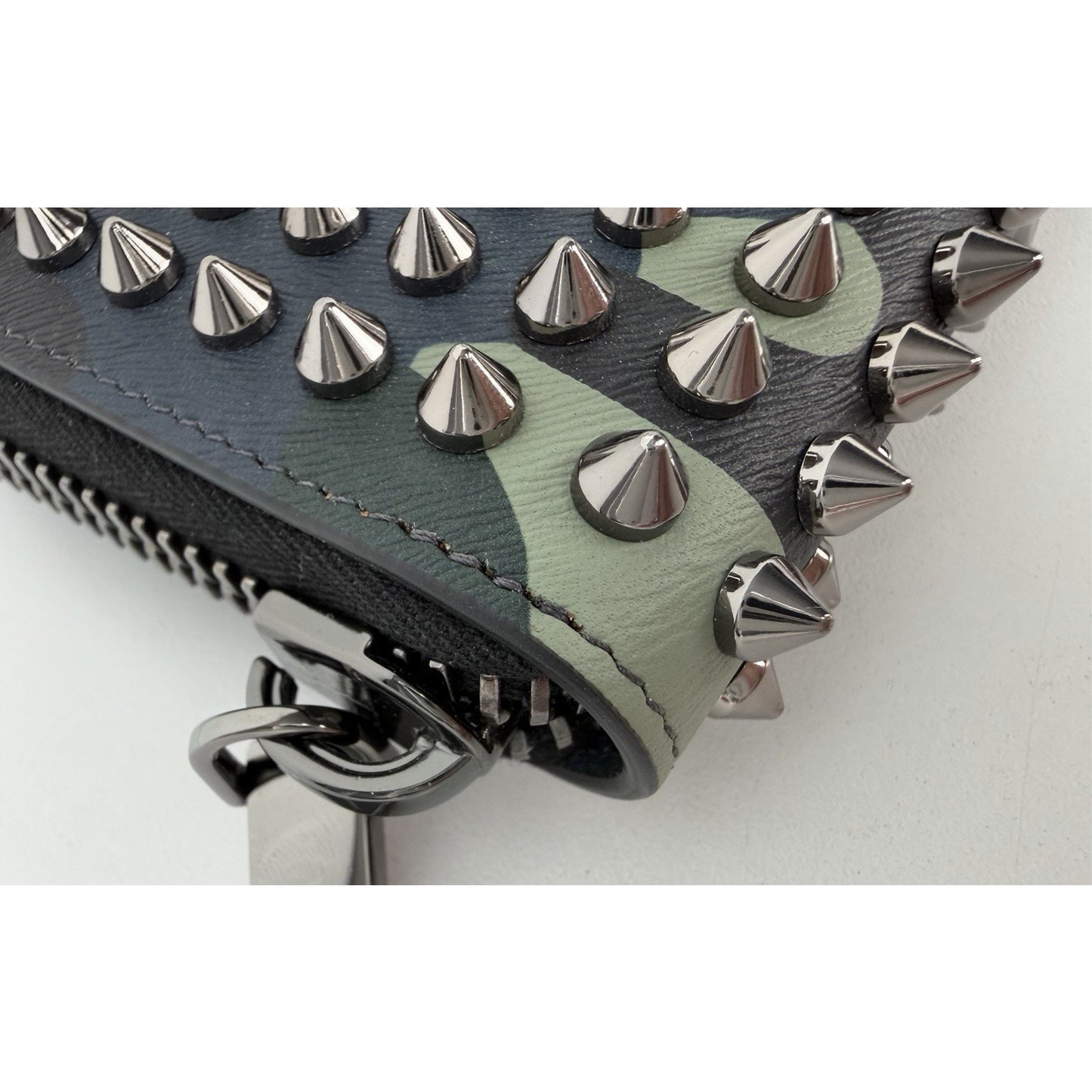 Christian Louboutin Panettone Wallet Navy Blue Camouflage Leather&Spiked Studs S