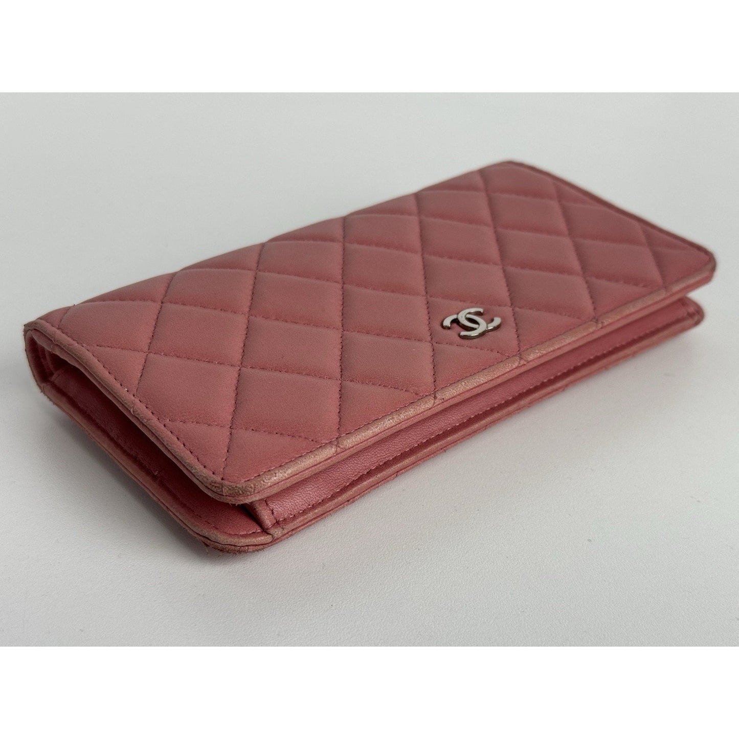 Chanel Long Yen Continental Wallet in Pink Quilted Lambskin Leather