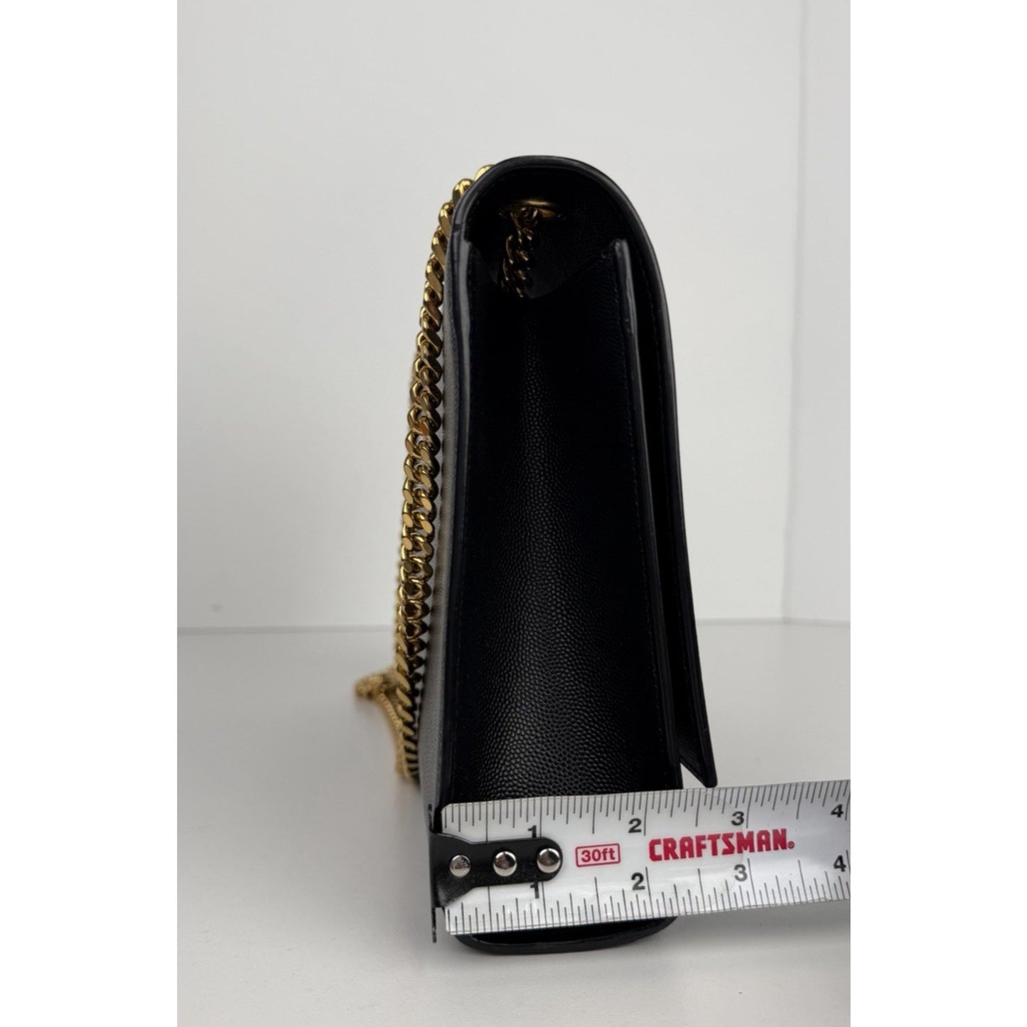 Saint Laurent Grain De Poudre Medium Classic Monogram Kate Satchel Black NFC S