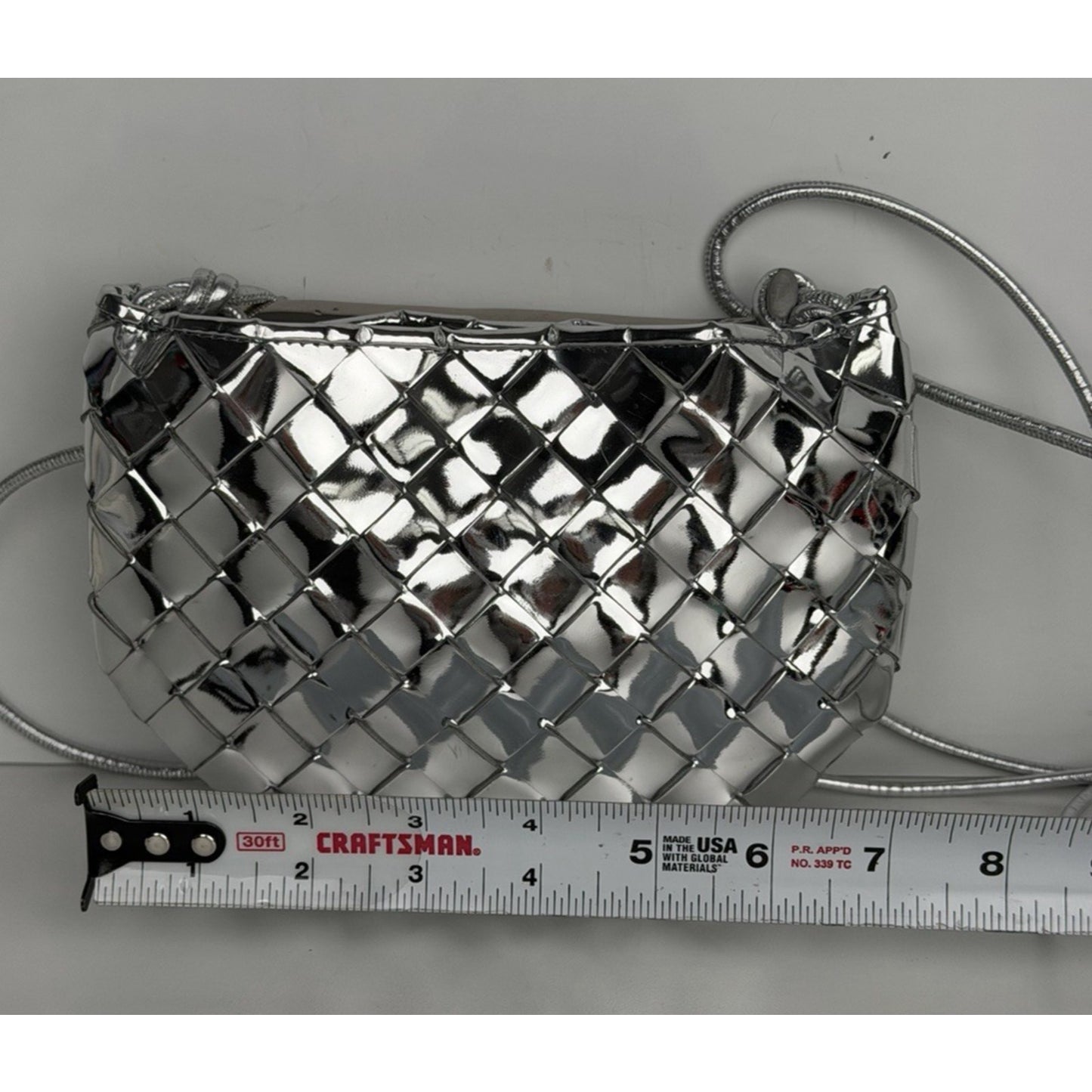 Bottega Veneta Mini Sardine Bag Silver Mirror Laminated Nappa Intrecciato B1