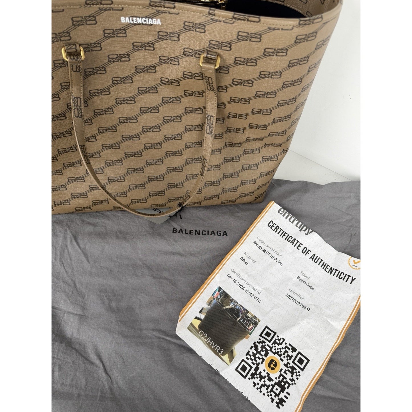 Balenciaga Signature BB Monogram East-West Shopper Tote Bag Large Brown Canvas S