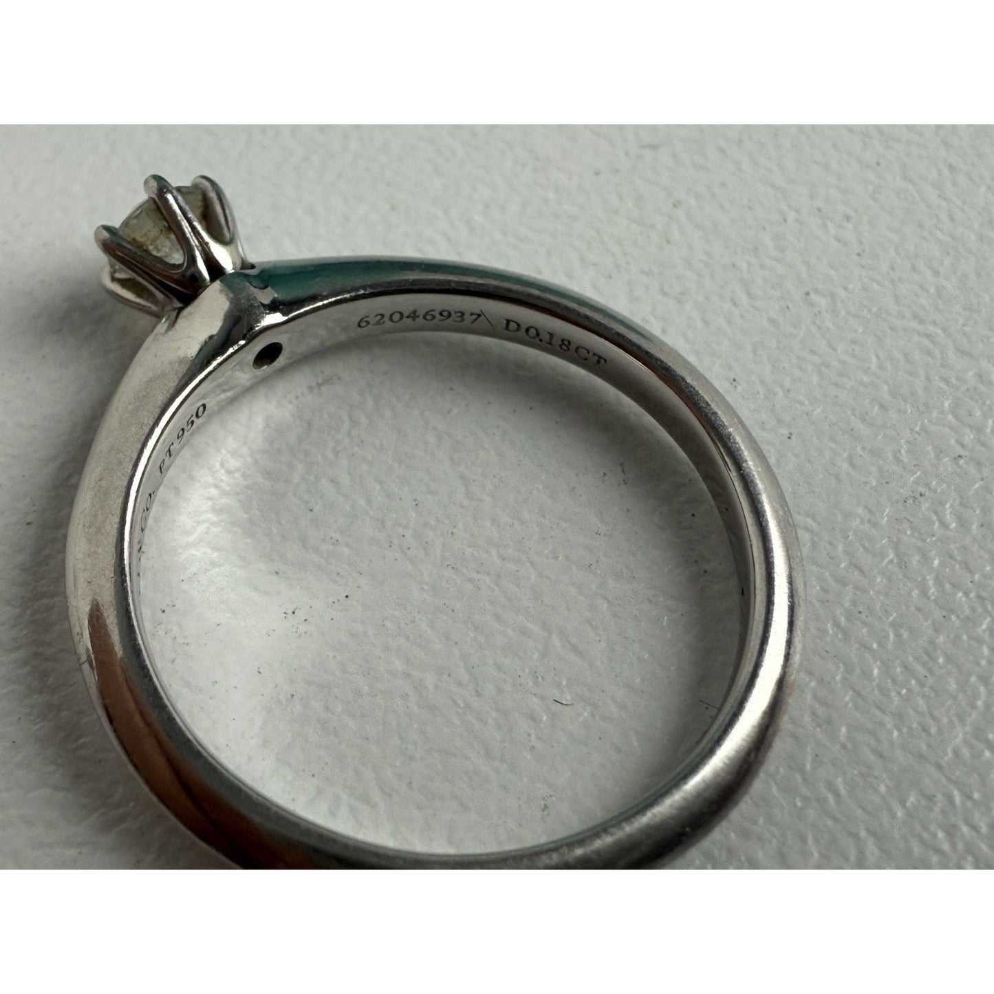 Tiffany & Co Platinum Diamond Engagement Ring 0.15 Carat Brilliant Cut Size 4.75