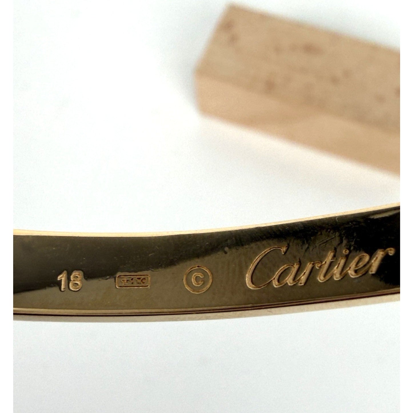Cartier Love Open Cuff Bracelet in 18k Yellow Gold Size 18
