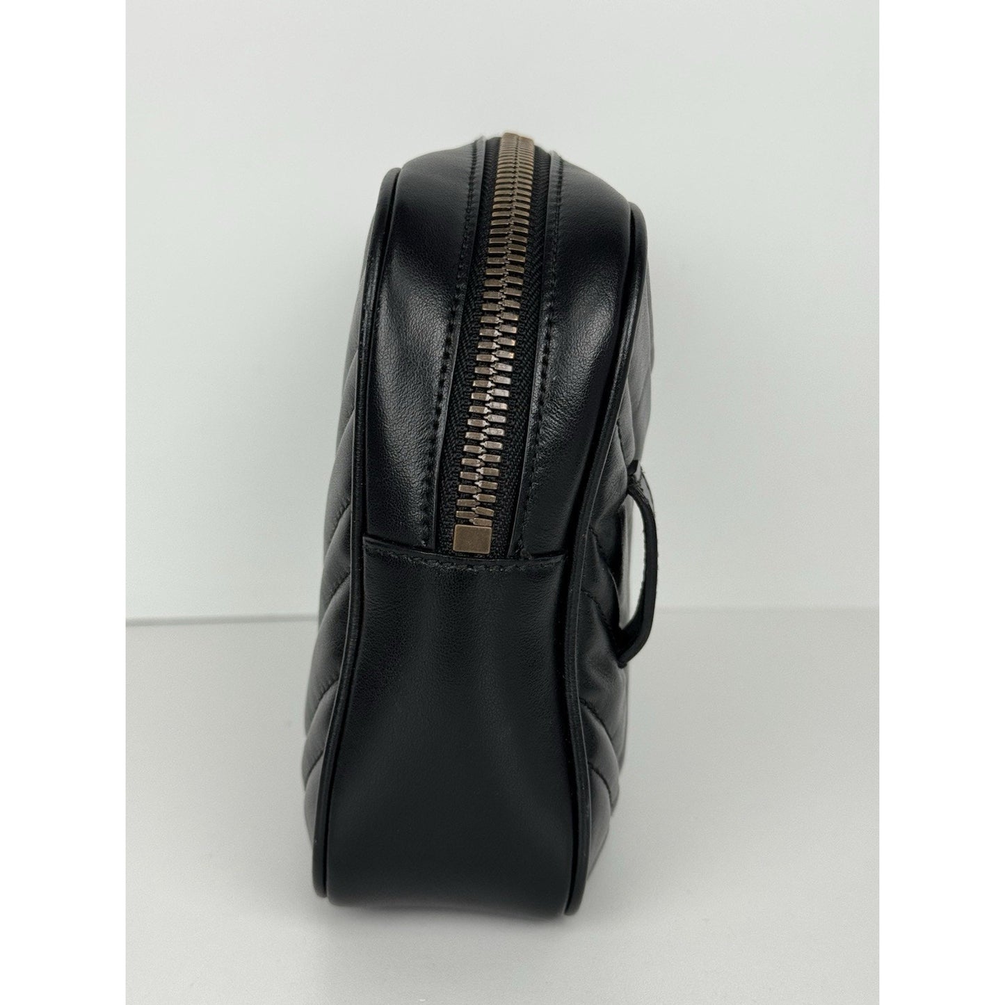 GUCCI Calfskin Matelasse Mens GG Marmont Belt Bag 80 32 Black C-2