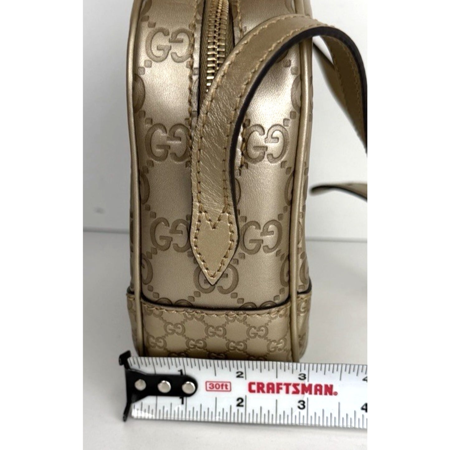 Gucci Bree Disco Mini Crossbody Bag in Gold Embossed Guccissima Leather S-10