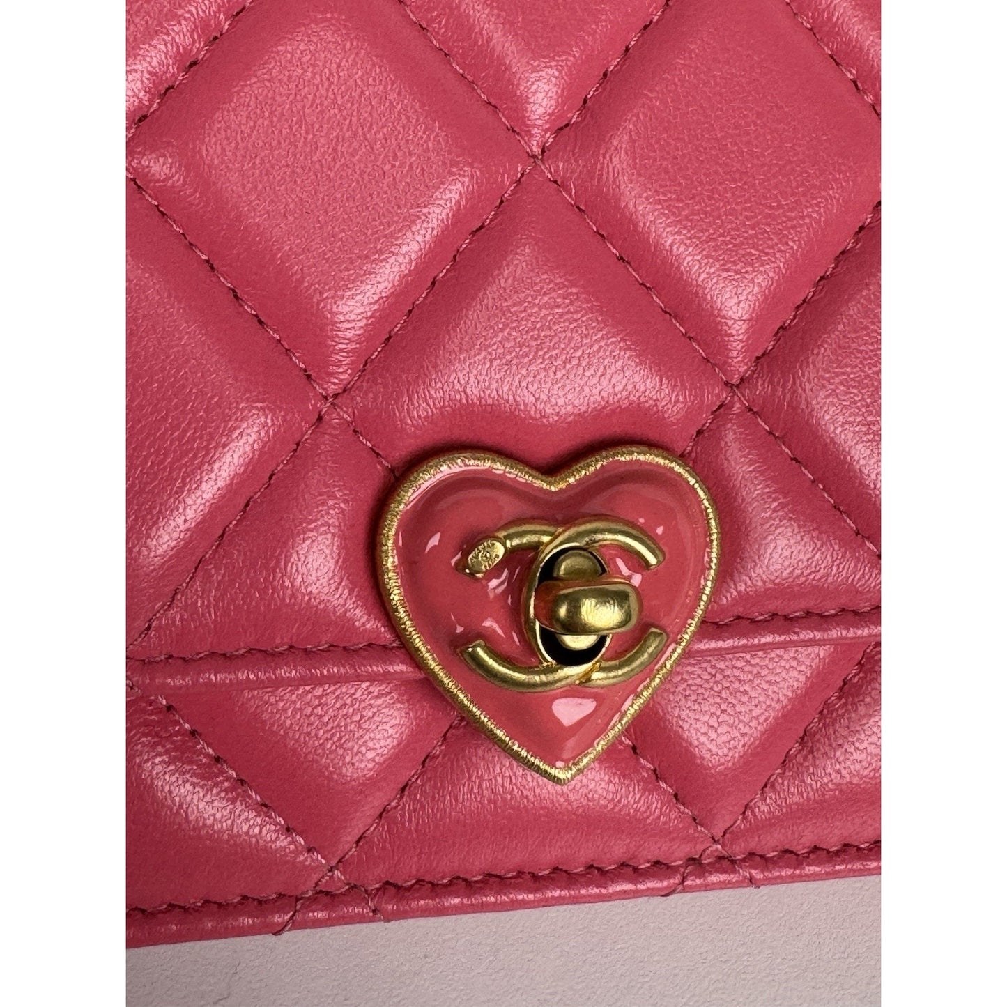 Chanel Heart Wallet on Chain Pink Leather with Gold Hardware C-6