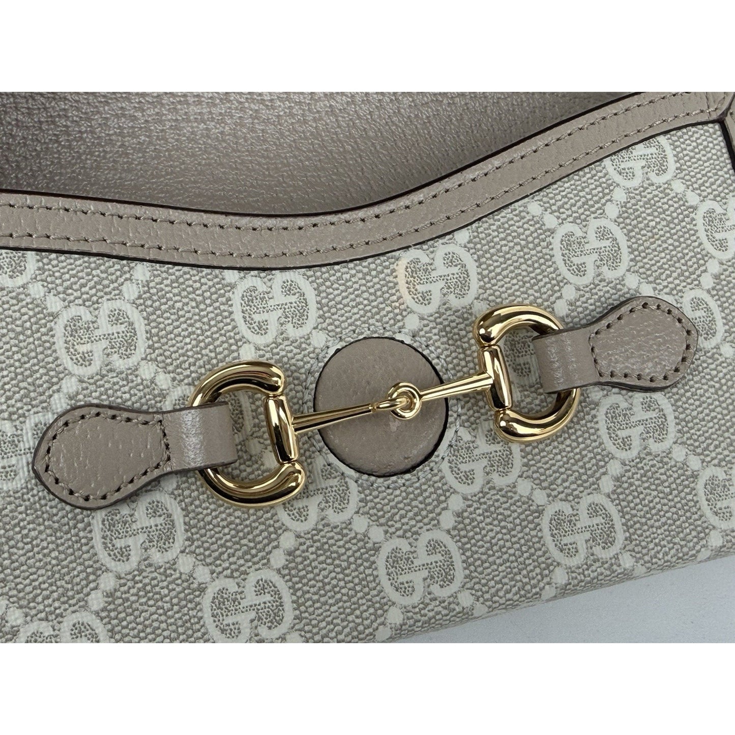 Gucci GG Supreme Monogram Textured Dollar Calfskin Horsebit Shoulder Bag