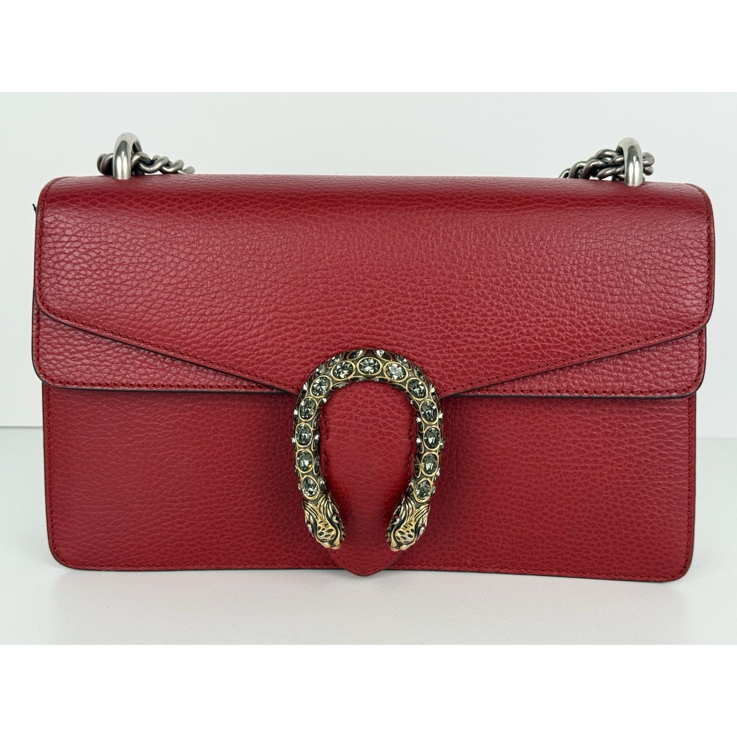 Gucci Dionysus Small Chain Strap Women's Shoulder Bag in Red Leather