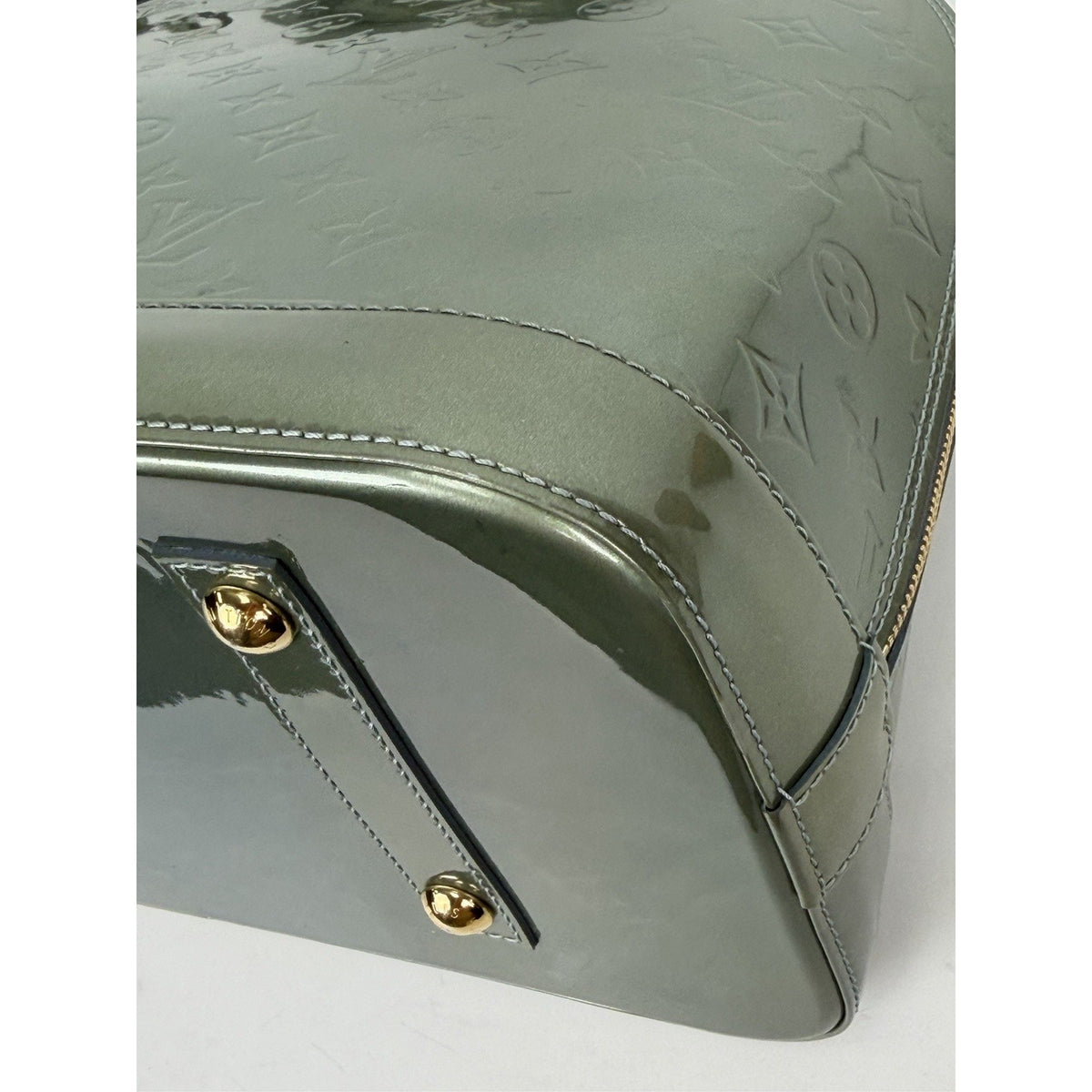 Louis Vuitton Alma GM Handbag in Green LV Monogram Vernis Patent Leather 2011 F2