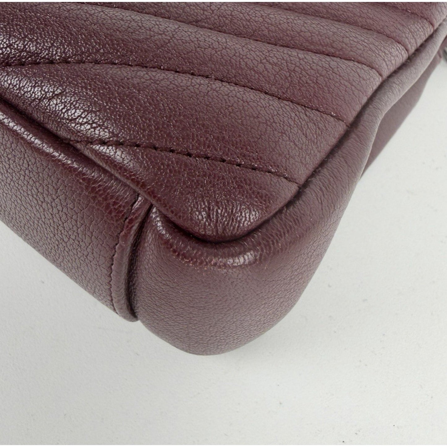 Saint Laurent Medium College Bag in Burgundy Quilted Leather D2