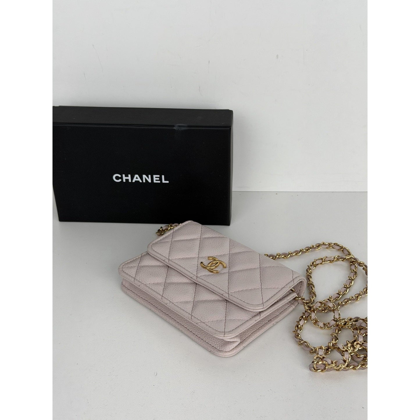 Chanel Miss Coco Clutch Chain Light Purple Quilted Caviar Leather 2021-2022 B1