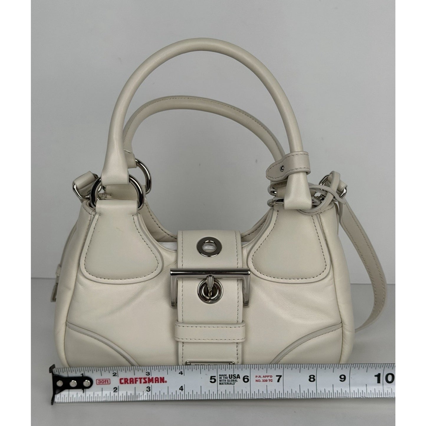 Prada Moon Padded Leather Small Hobo Bag in White Nappa Leather C9