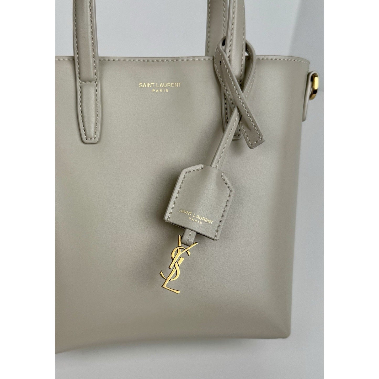 Saint Laurent Mini Toy Shopping Tote Cream Leather Bag (3)