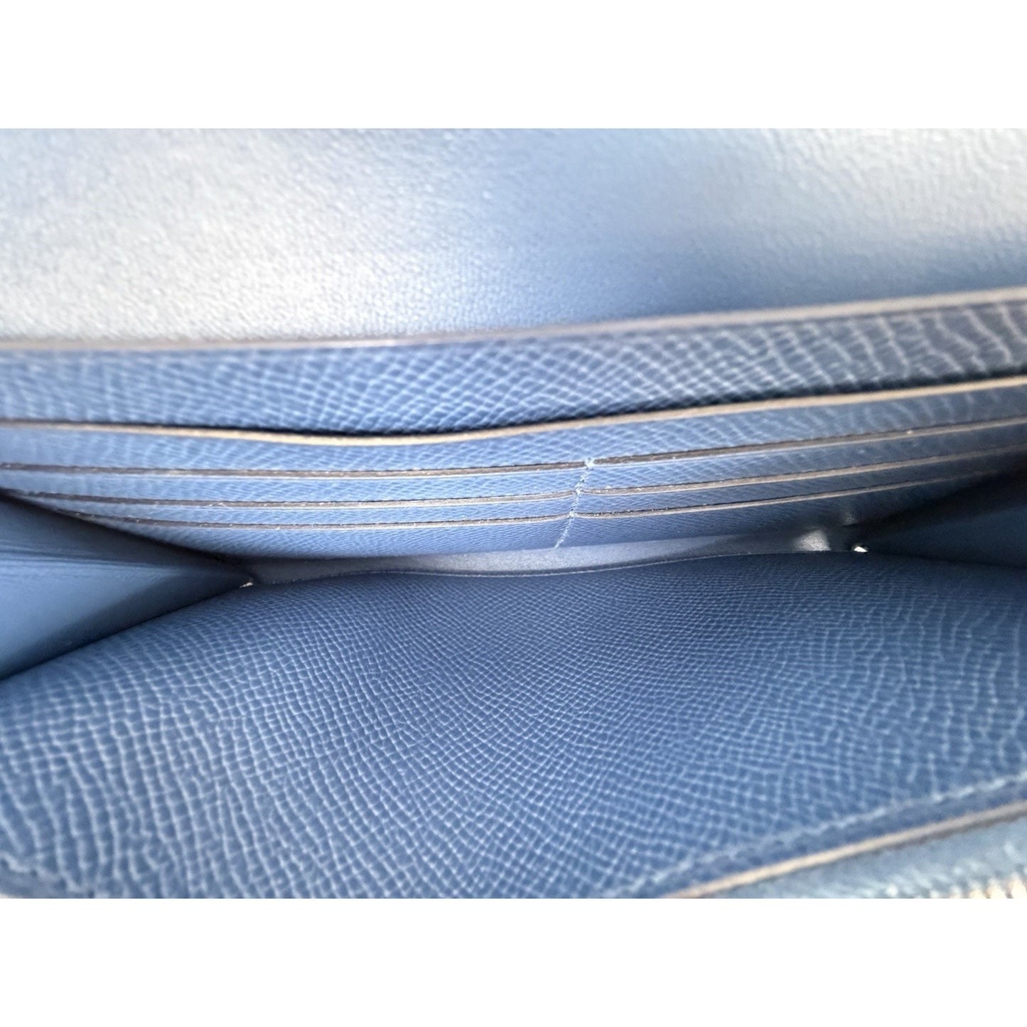 Hermes Constance To Go Long Wallet Bag in Blue Epsom Leather Silver-Tone HW D-6