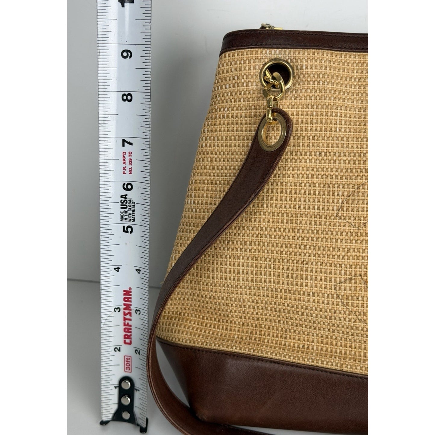 Chanel Raffia-Woven Tote Bag 1994 Vintage Beige Straw & Lambskin Leather Trim E5