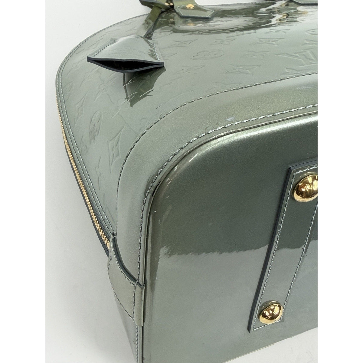 Louis Vuitton Alma GM Handbag in Green LV Monogram Vernis Patent Leather 2011 F2