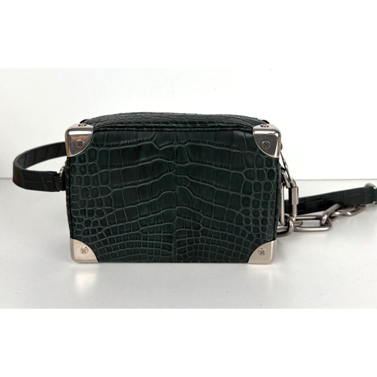 Louis Vuitton Soft Trunk Crossbody Bag Mini in Green Crocodile Leather NFC E2