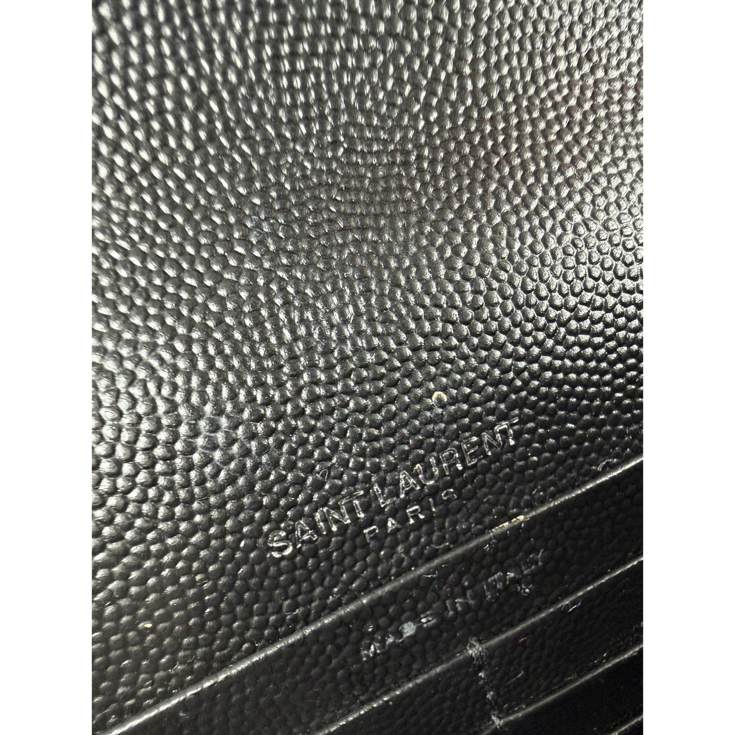 Saint Laurent Cassandre Chain Wallet Bag Small Black Grain de Poudre Leather S12