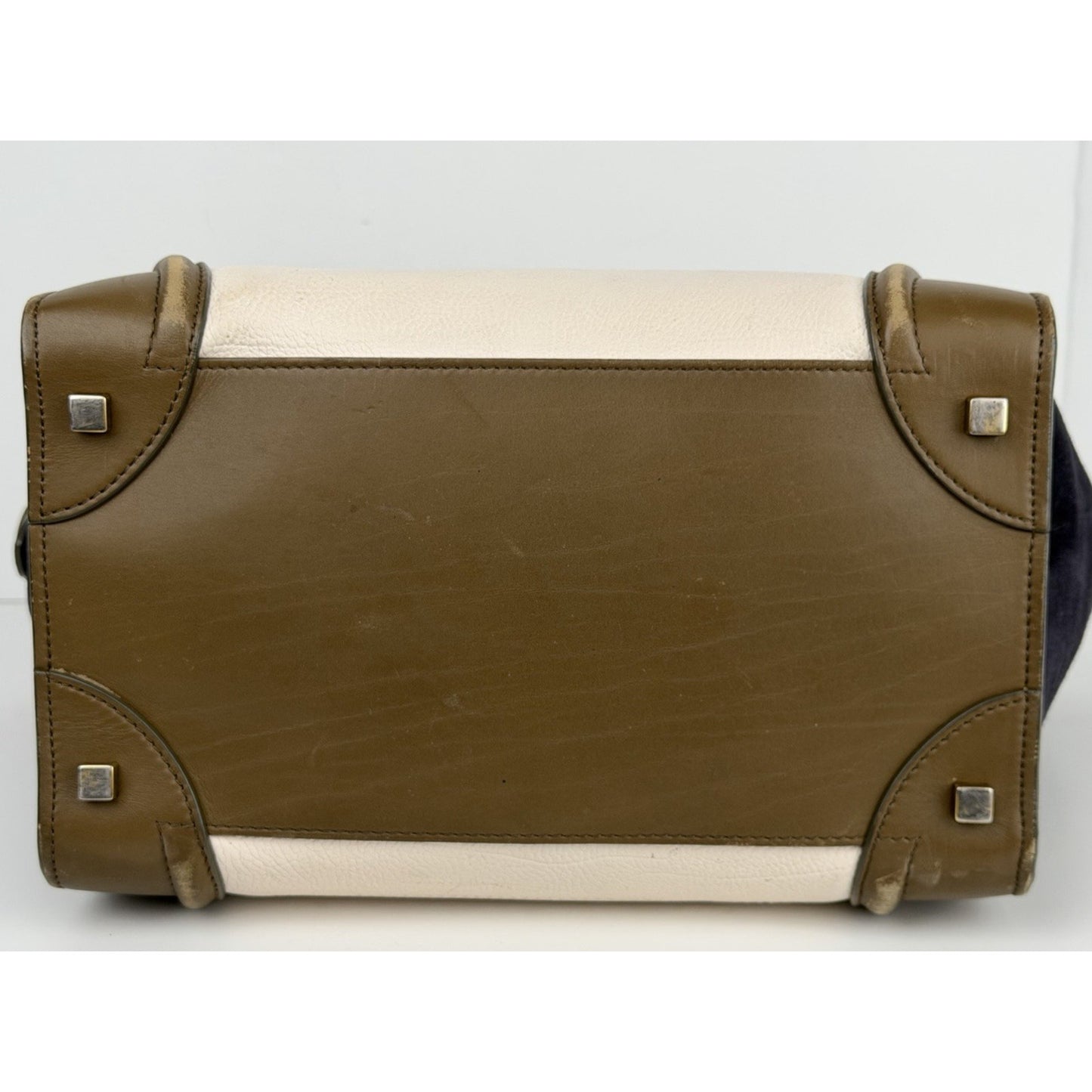 Celine Mini Luggage Tote Bag Cream Textured Calf Leather Tricolor 2014-2015 S