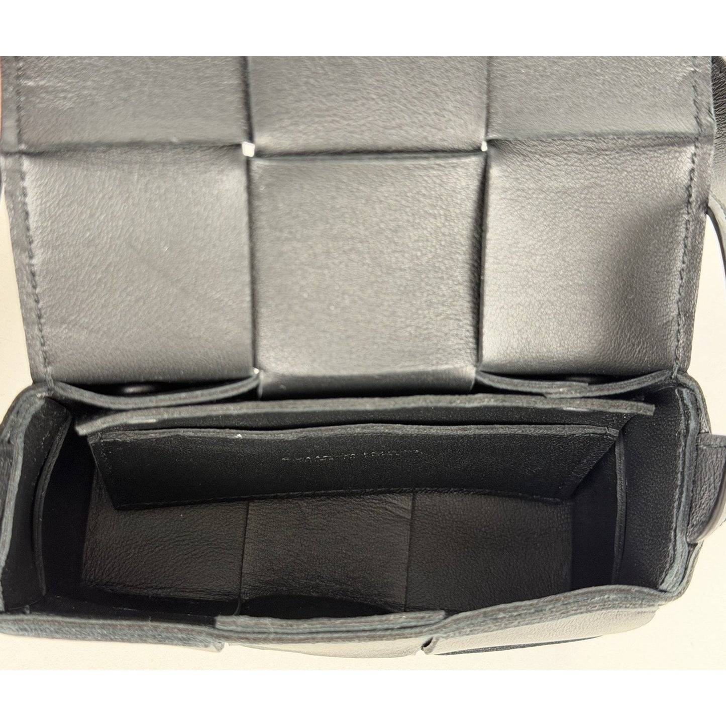 Bottega Veneta Cassette Intrecciato Crossbody Extra Mini Bag Black Lambskin K1