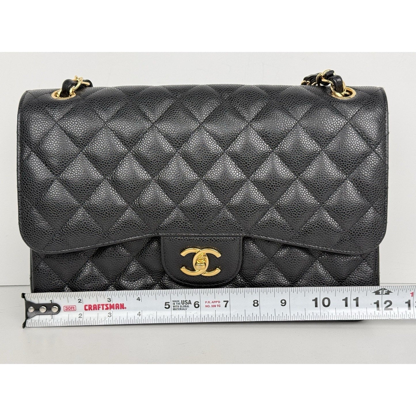Chanel Classic Caviar Jumbo Double Flap Bag Black with Gold Hardware B-2