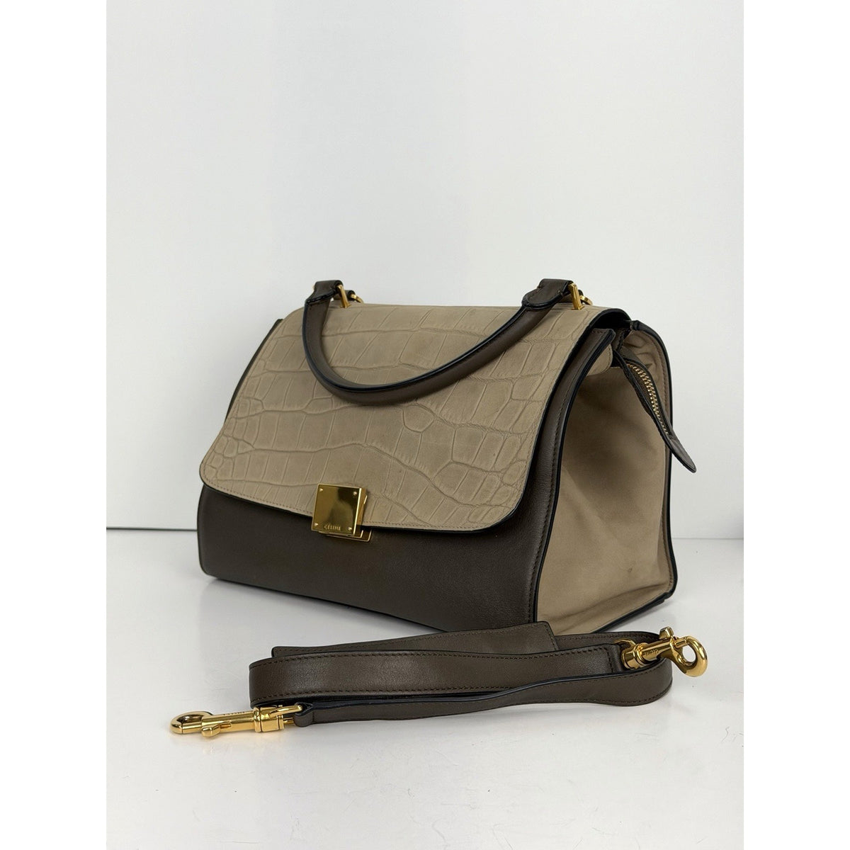 Celine Trapeze Micro Bag in Crocodile Embossed Calfskin Calfskin Leather S02