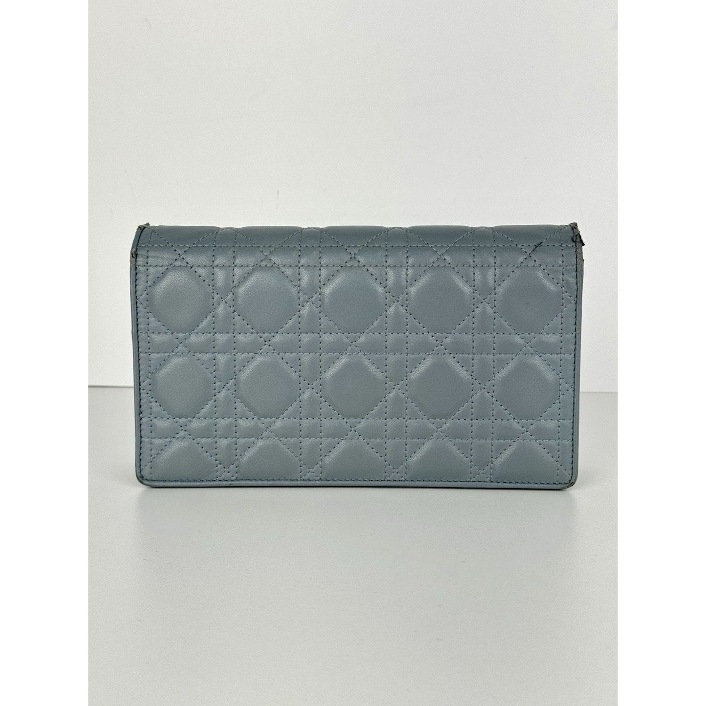 Christian Dior Lady Dior Chain Wallet Lambskin Cloud Blue B-9