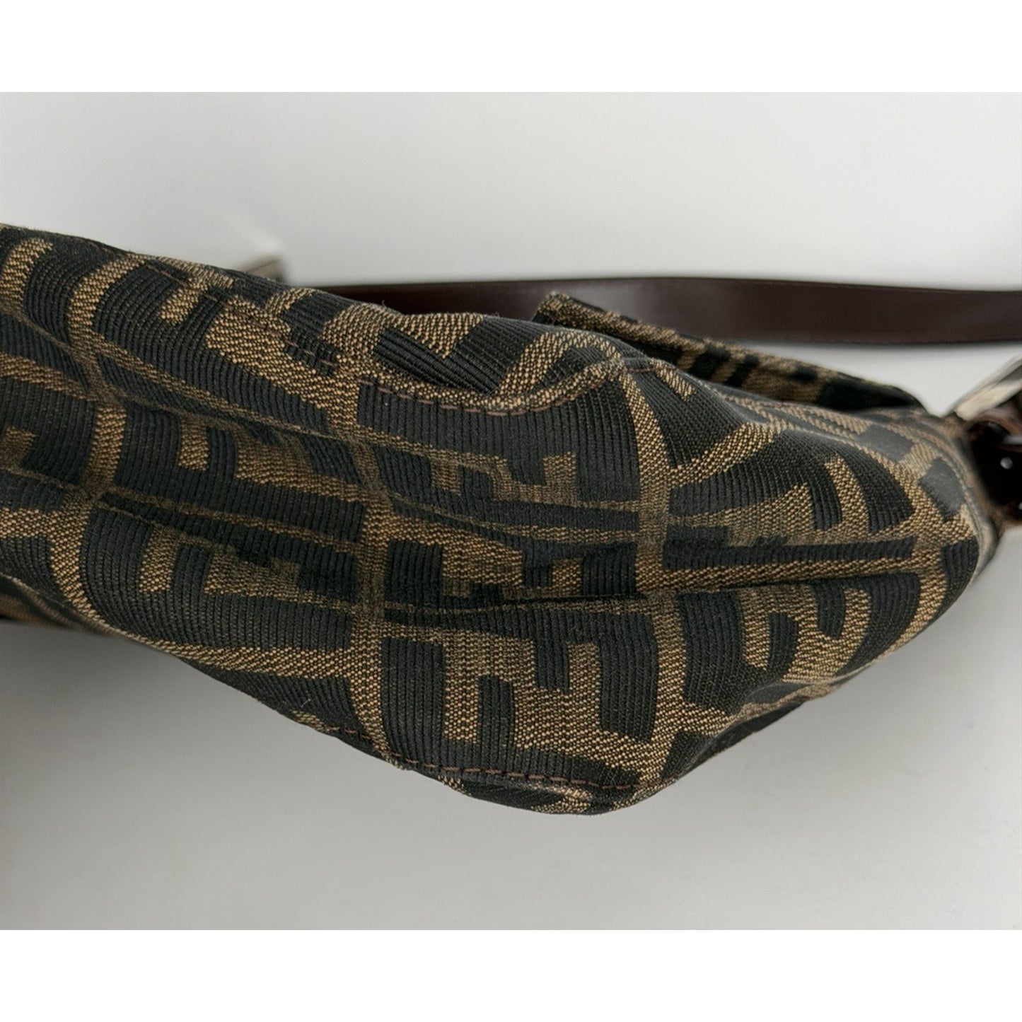 Fendi Zucca Mama Baguette Tobacco Medium Shoulder Bag in Brown Canvas E1
