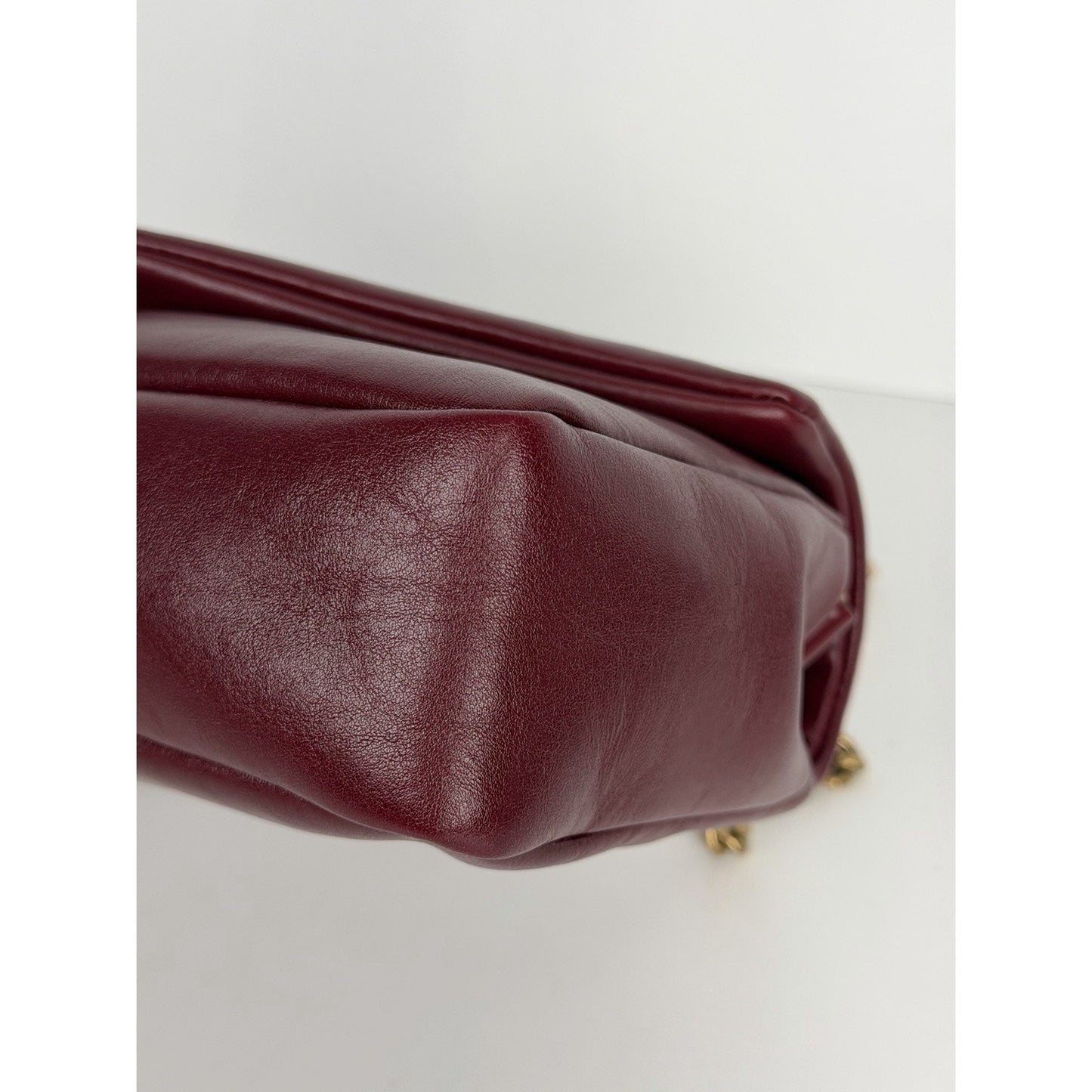 Saint Laurent Calypso Small Shoulder Bag in Bordeaux Red Smooth Padded LeatherD6