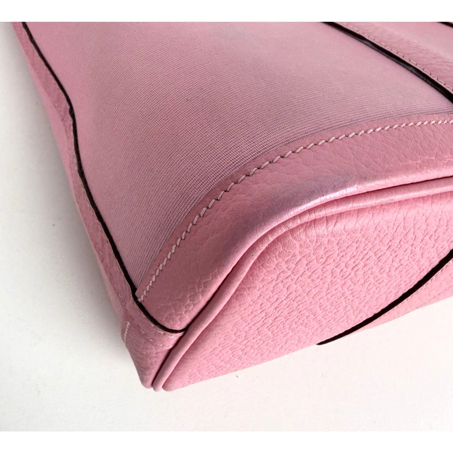 Hermes Toile & Clemence Garden Party 30 Top Handle Bag Rose Sakura C4