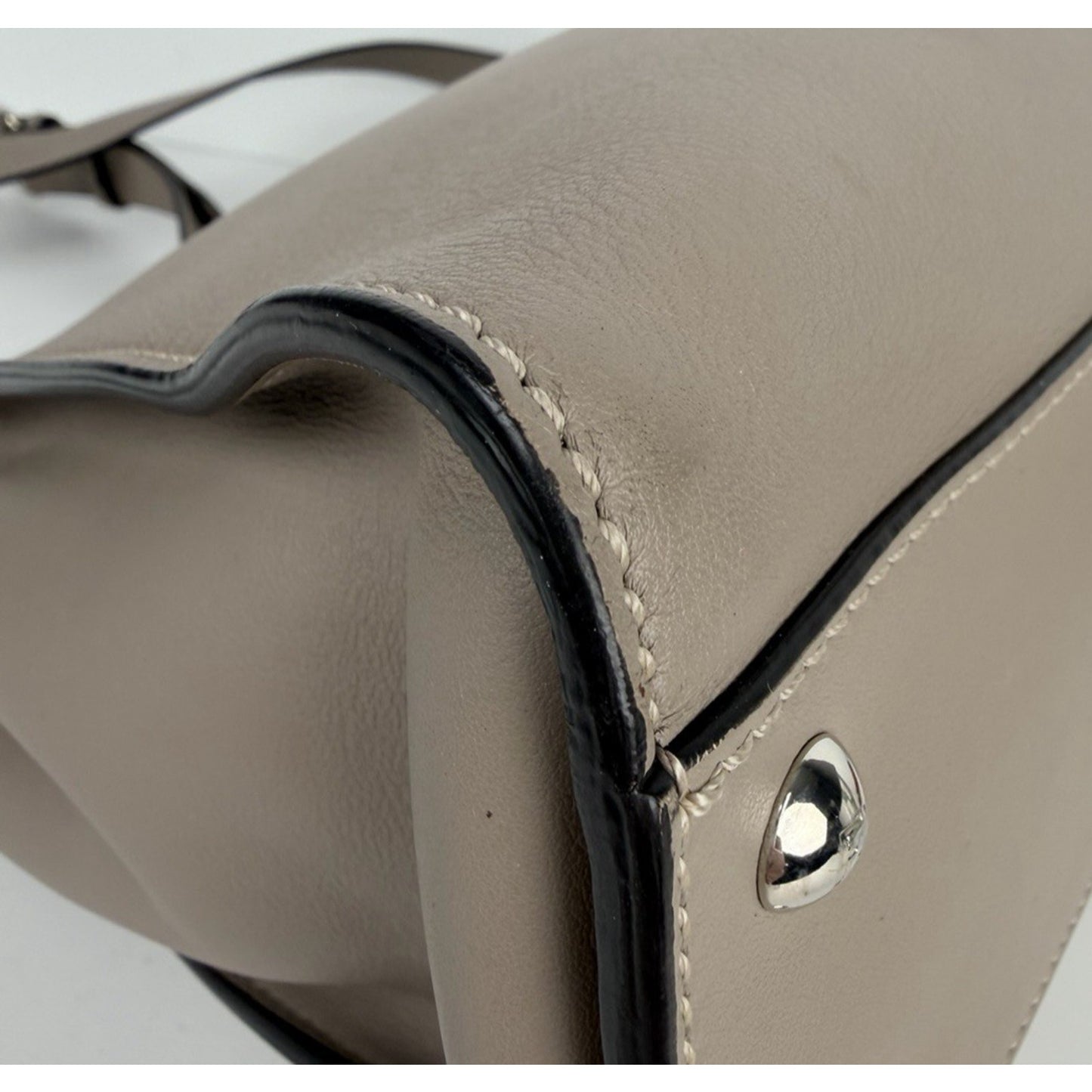 Fendi Peekaboo Python-Trimmed Medium in Taupe Leather for Women B6