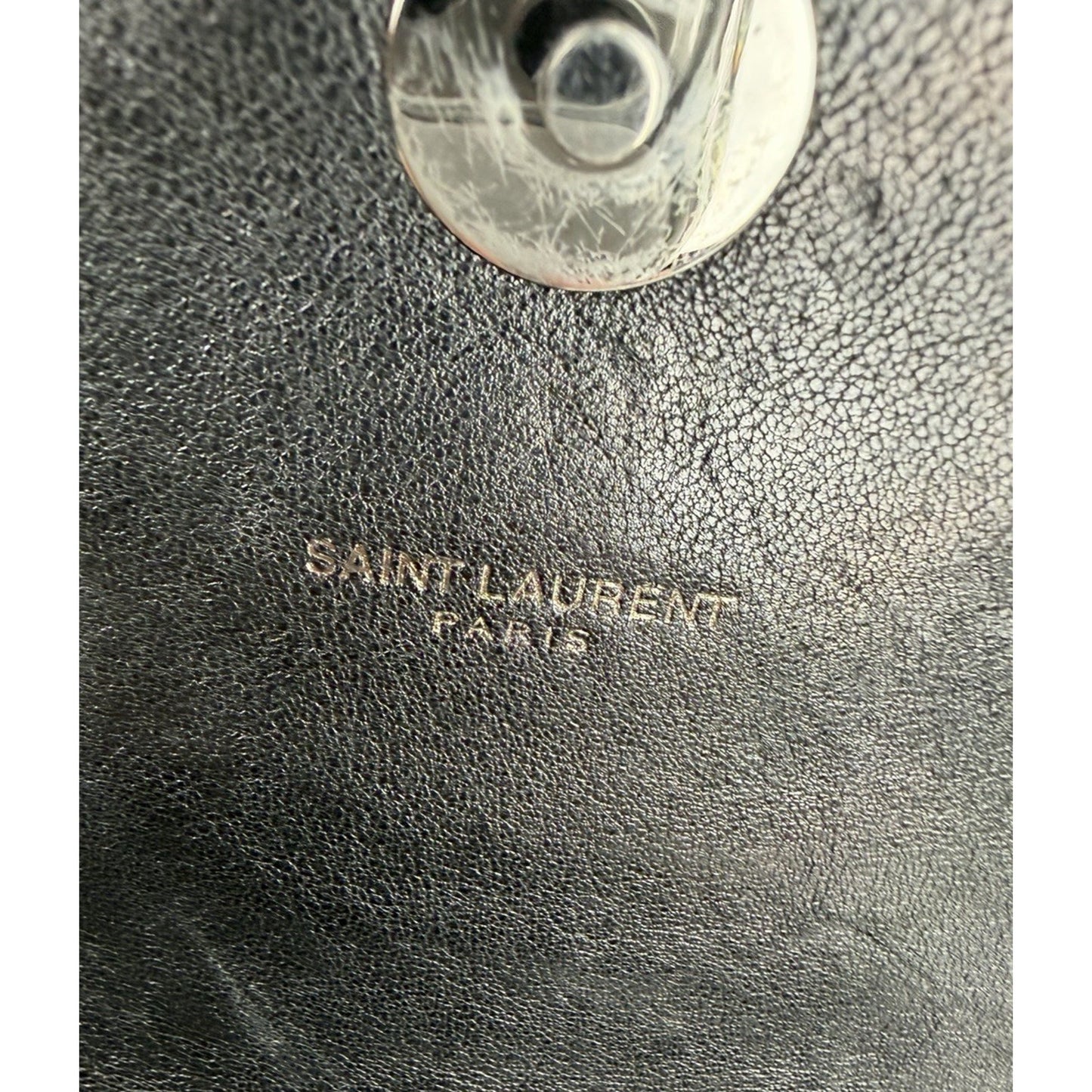 Saint Laurent College Shoulder Bag Medium in Black Chevron-Quilted Leather S-07