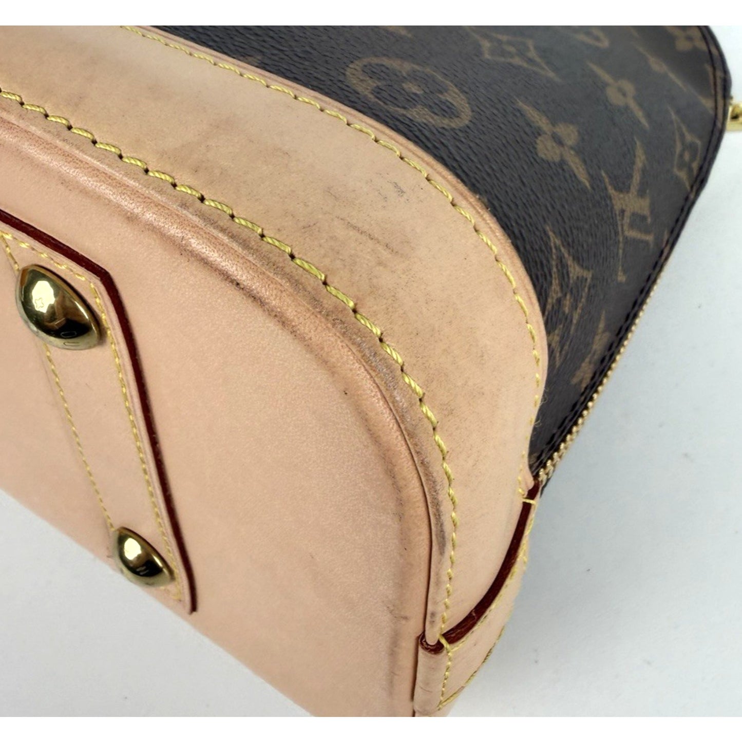 Louis Vuitton Alma PM Bag in Brown Coated Canvas with Leather Trim NFC S