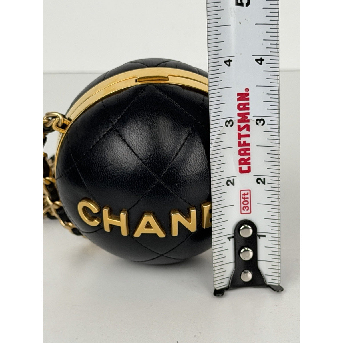 Chanel Sphere Minaudiere Clutch Bag in Black Leather Gold-tone Hardware NFC E-8