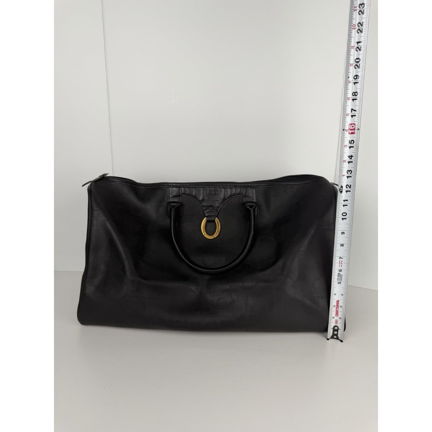 Christian Dior Trotter Boston Travel Duffel Bag Vintage in Black Leather S