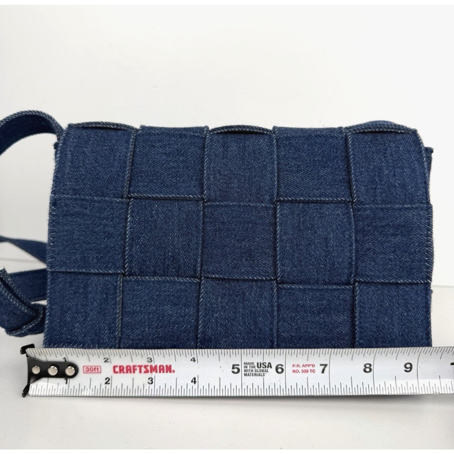 Bottega Veneta Cassette Crossbody Bag in Blue Denim Intrecciato Regular C3