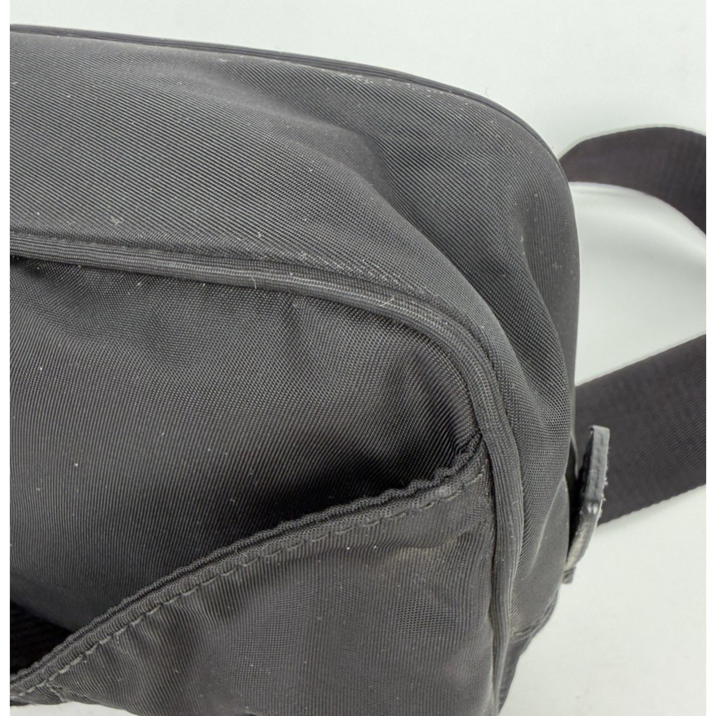 Prada Tessuto Nylon Belt Bag in Black with a Front Zippered Pocket S07