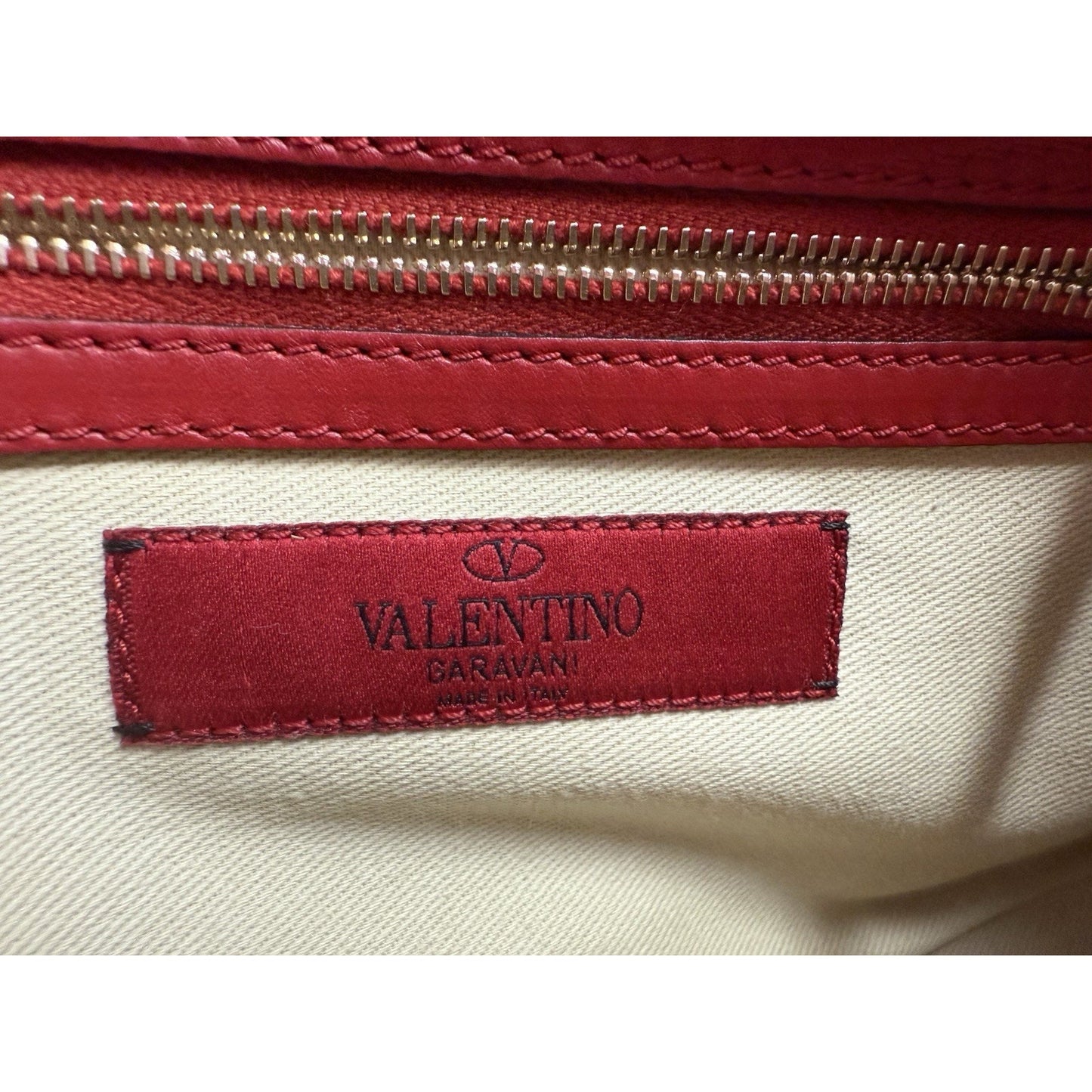 Valentino Garavani Calfskin Rockstud Shoulder Handbag Tote Red