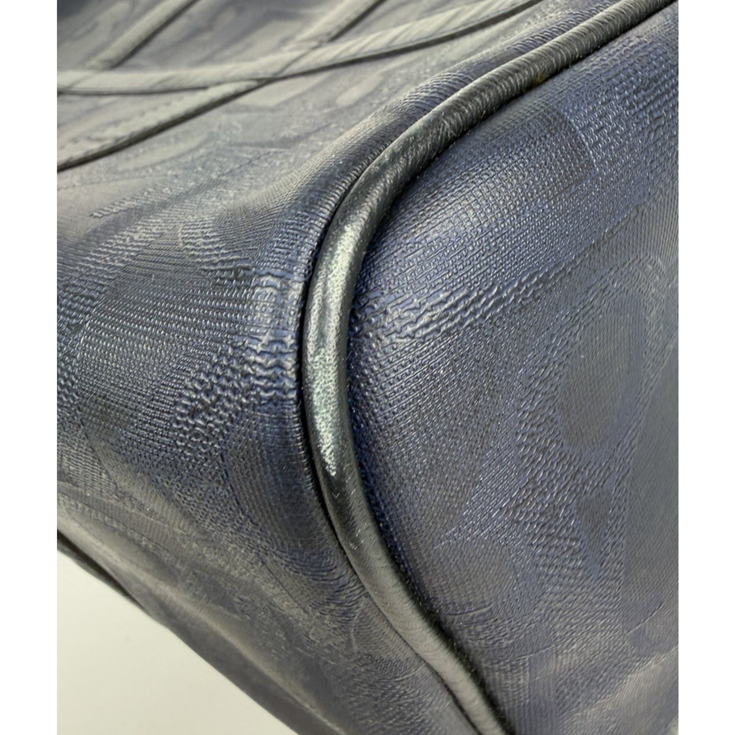 Christian Dior Trotter Boston 40 Bag Vintage in Navy Coated Canvas S