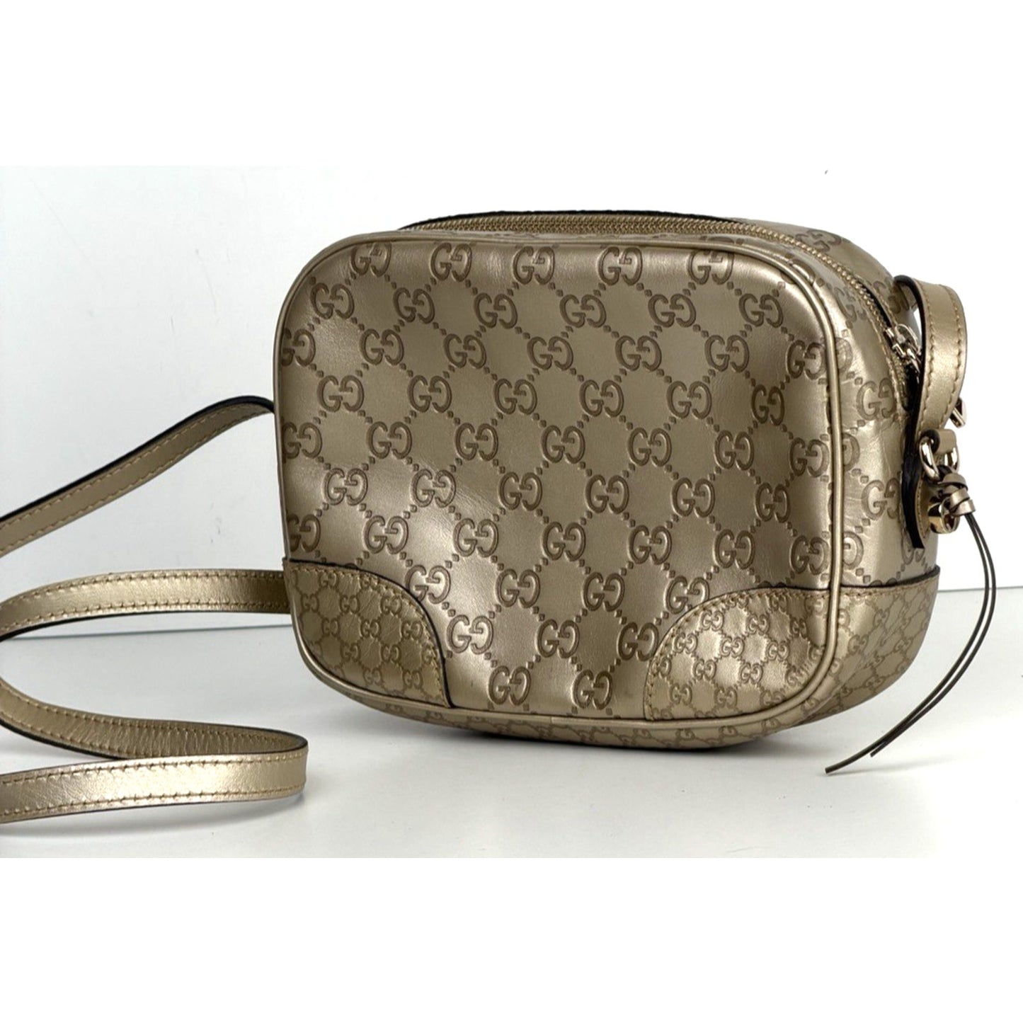 Gucci Bree Disco Mini Crossbody Bag in Gold Embossed Guccissima Leather S-10