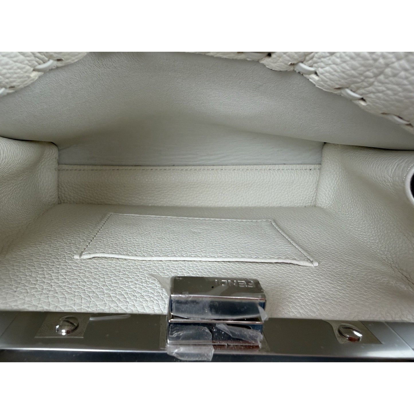 Fendi Peekaboo ISeeU Mini Bag White Cuoio Romano Leather Silver-Tone Hardware B1