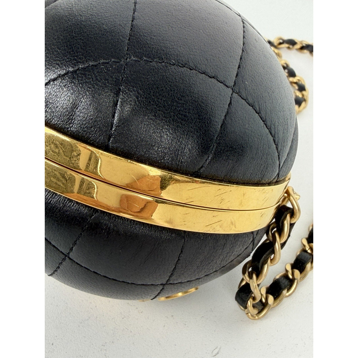 Chanel Sphere Minaudiere Clutch Bag in Black Leather Gold-tone Hardware NFC E-8