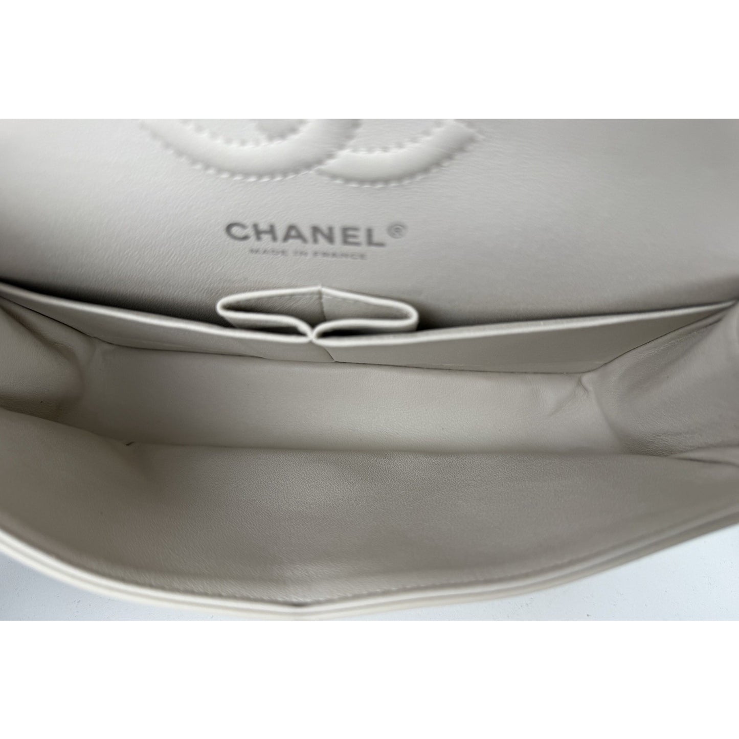 Chanel Small Classic Double Flap Shoulder Bag in Chevron Ivory Leather 2021 U2