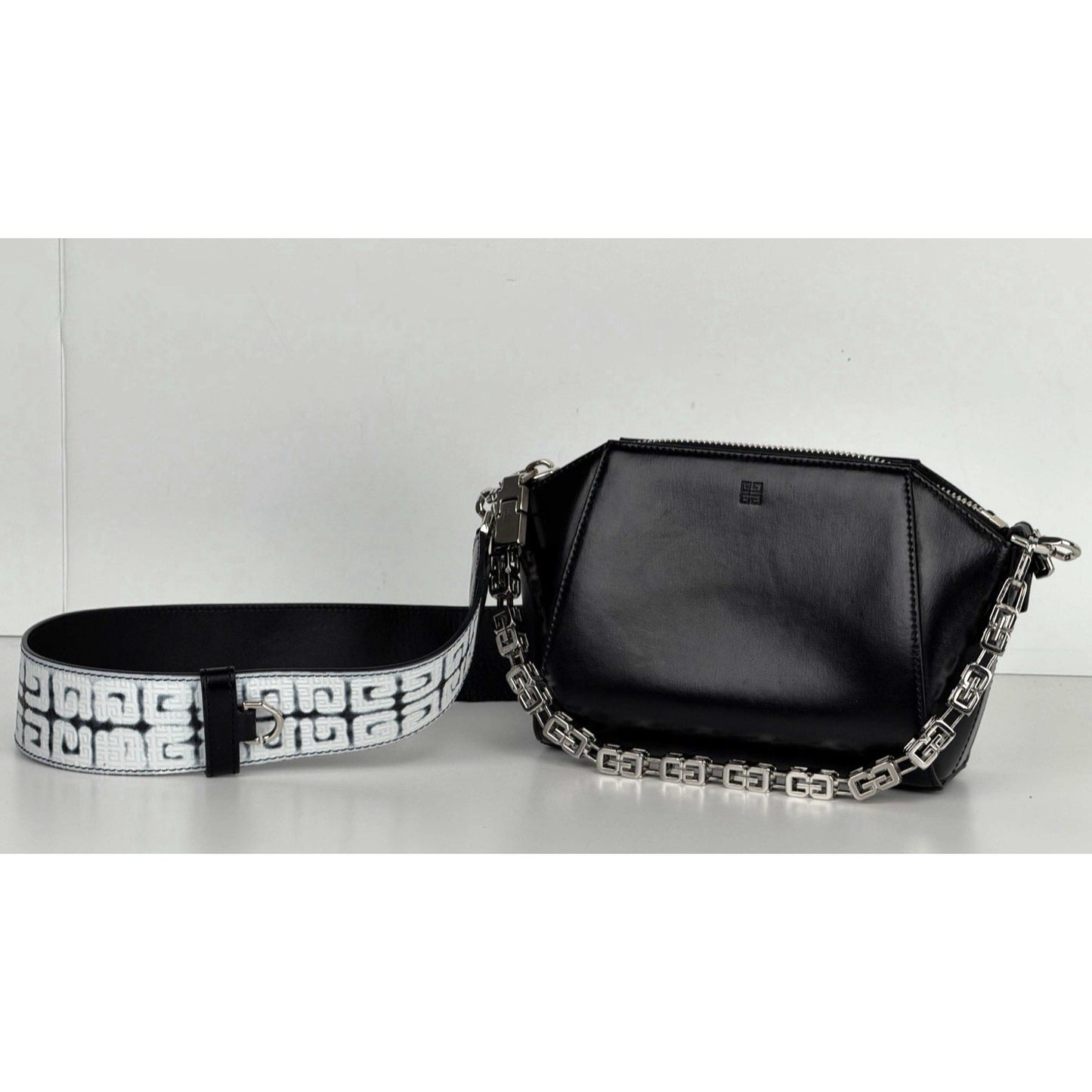 Givenchy Antigona XS 4G Crossbody Bag in Black Leather with Silver HW S08