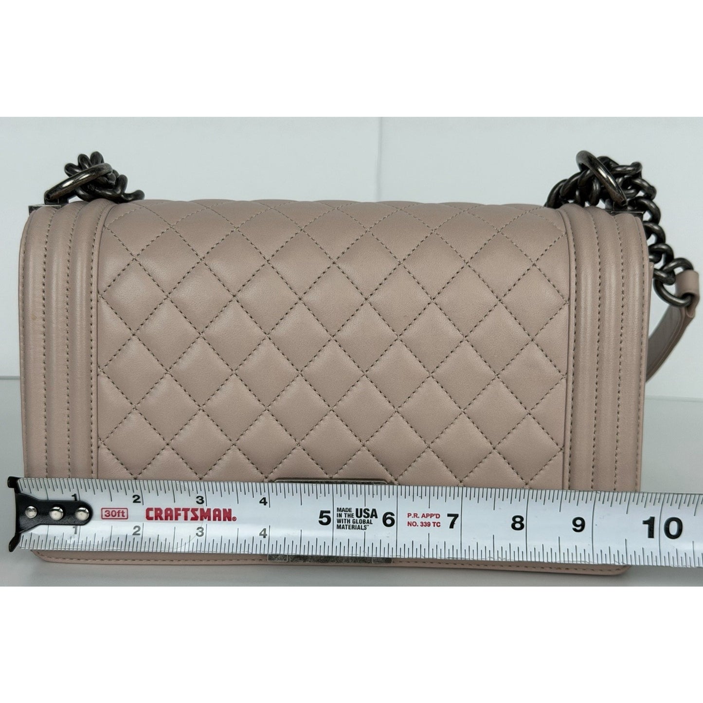 Chanel Medium Quilted Leather Boy Bag in Light Pink F1